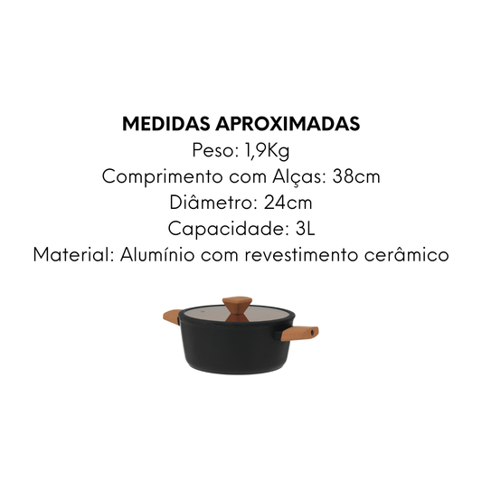 Caçarola Antiaderente Terracota N24 Com Tampa