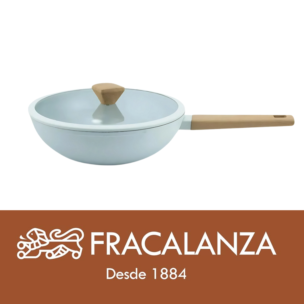 Panela Wok Antiaderente Cinza Revestida em Cerâmica - A Gourmet