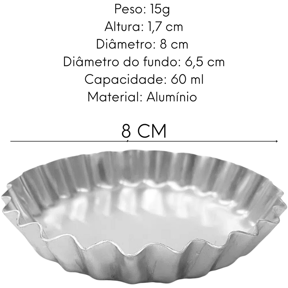 12 Forminha Para Torta N6 em Aluminio R&S