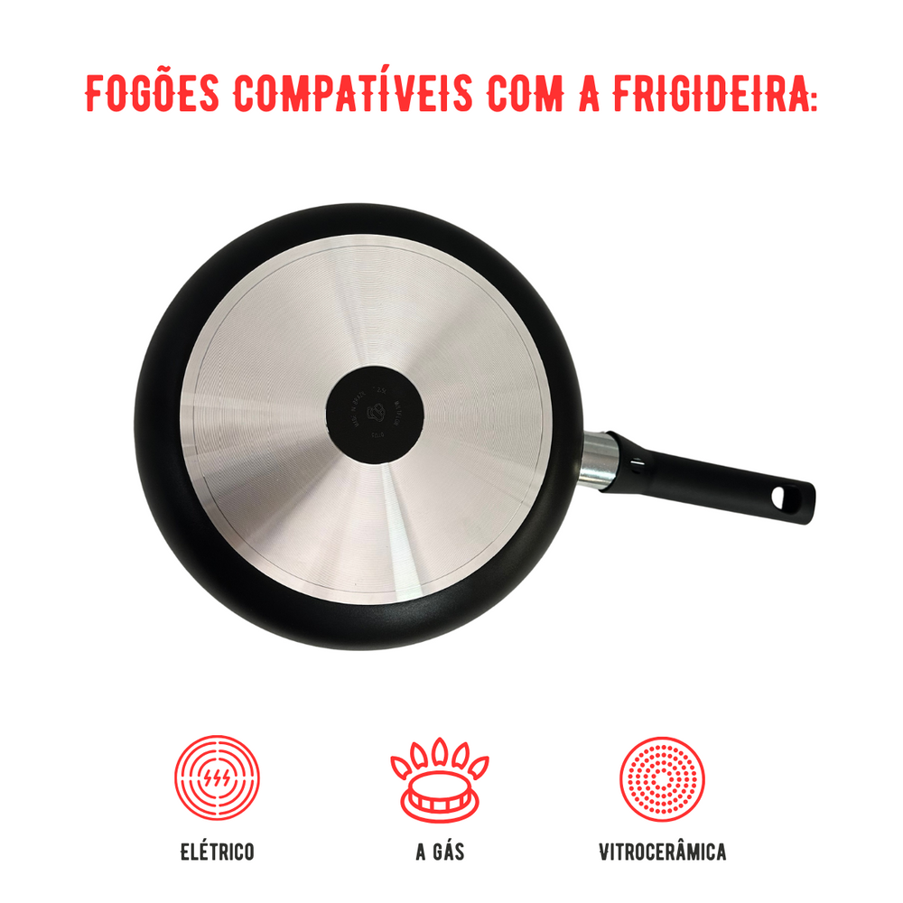 Frigideira Antiaderente Preta N28 - A Gourmet