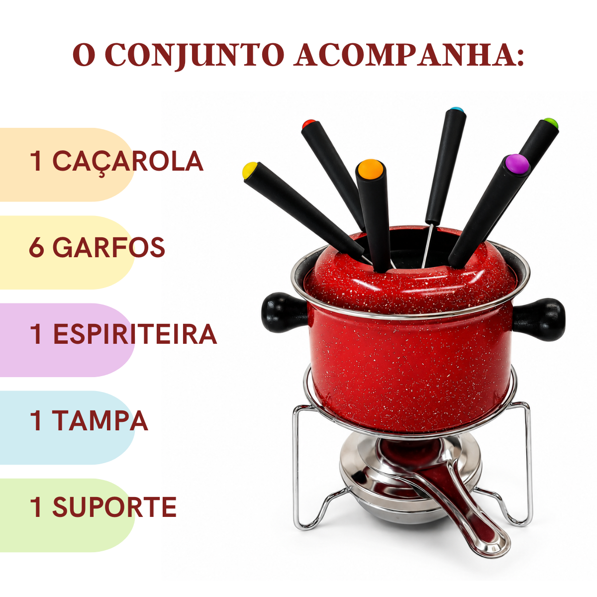 Conjunto Fondue Vermelho 10 Peças