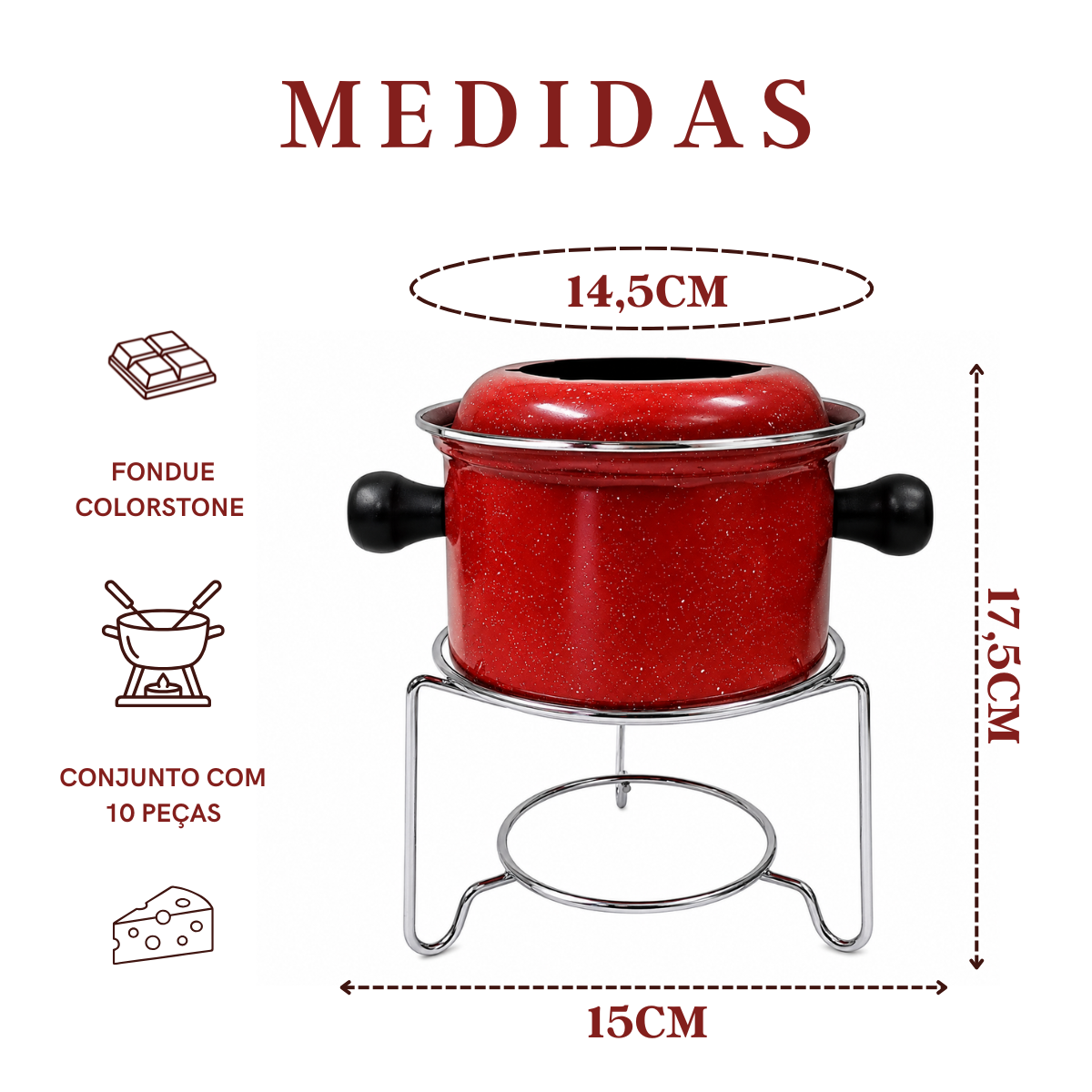 Conjunto Fondue Vermelho 10 Peças