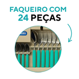 Faqueiro com caixa 24peças piemonte verde A Gourmet