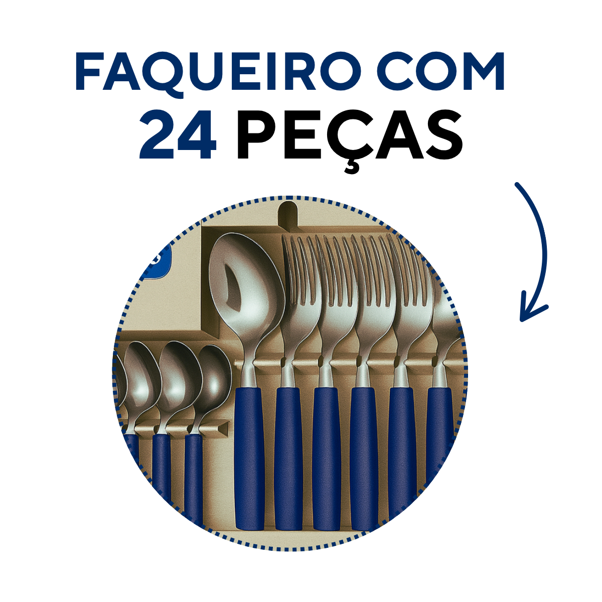 Faqueiro 24Peças com caixa Piemonte azul A Gourmet