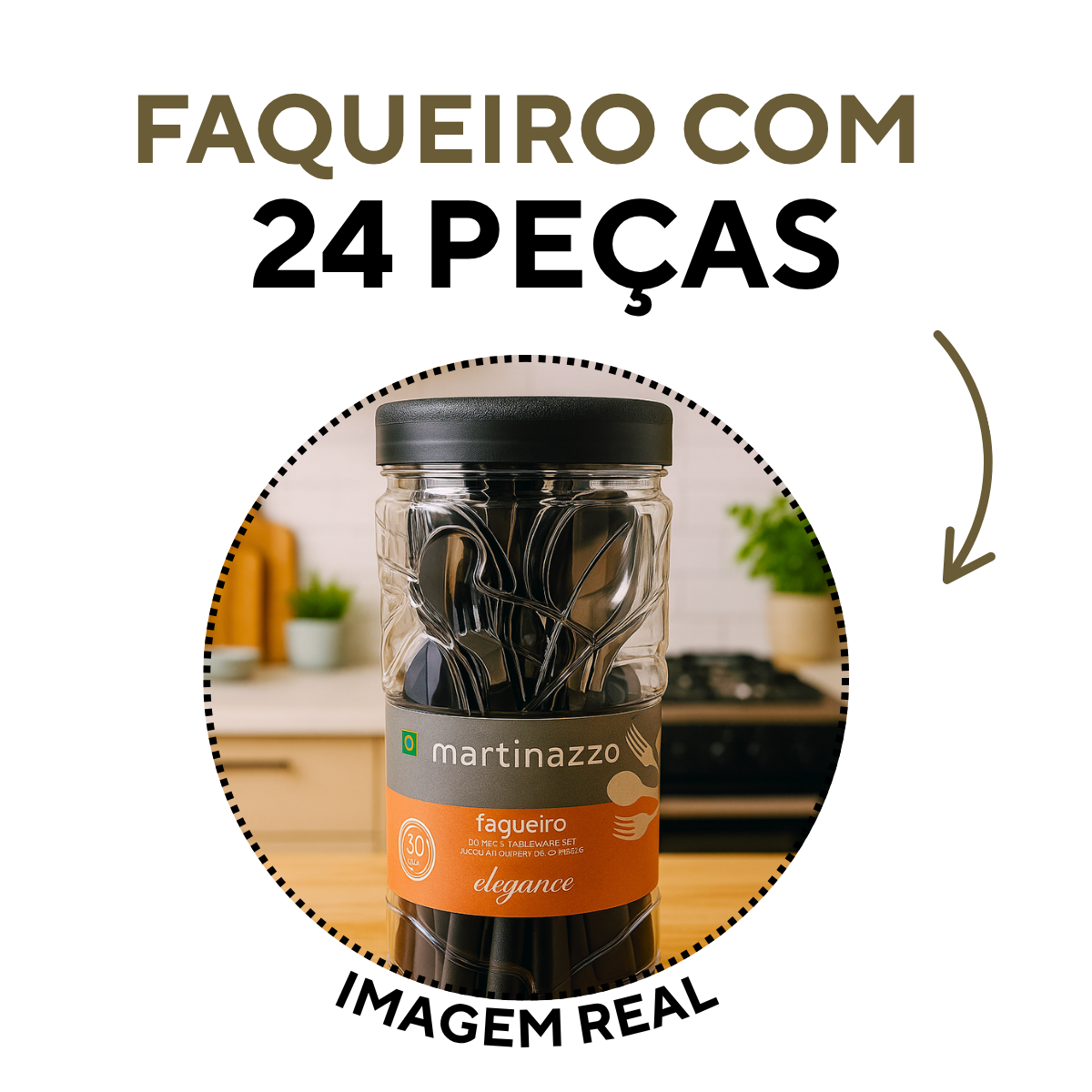 Conjunto talher 24peças piemonte preto A Gourmet