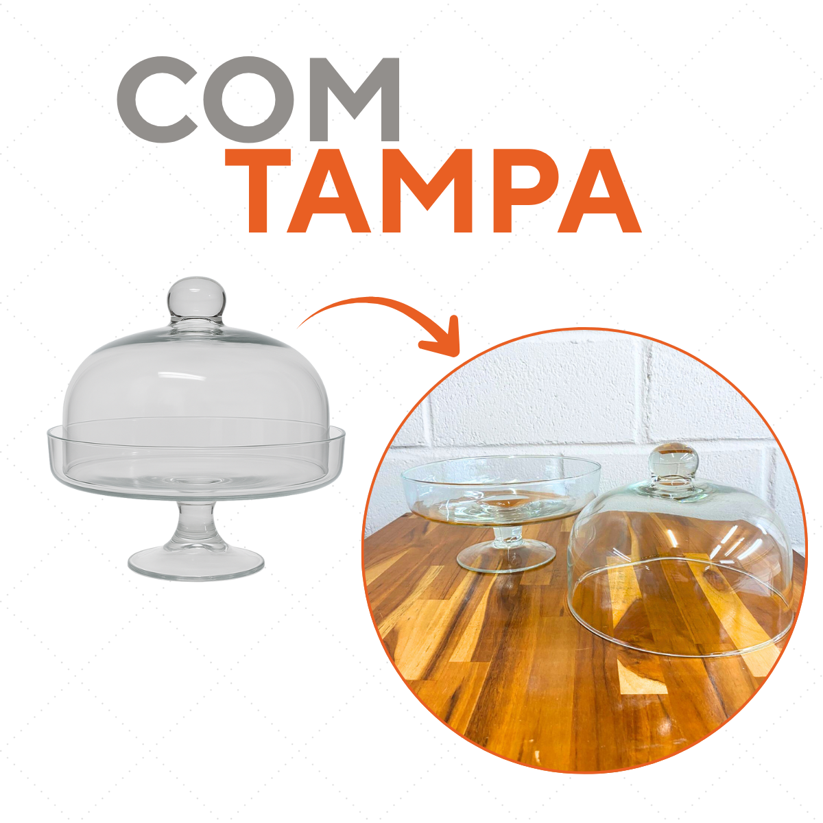Prato Bolo Tampa Vidro