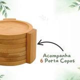 Jogo 6 Porta Copos Redondo Bambu - A Gourmet