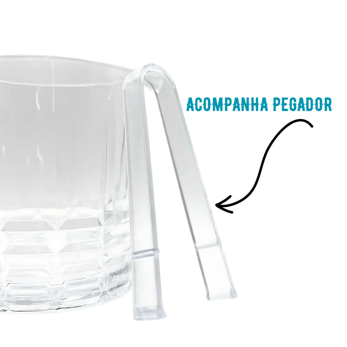Balde Gelo C/ Pegador 830ml Vidro - A Gourmet
