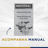 Panela pressão alumínio polido 4,5L