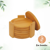 Jogo 6 Porta Copos Redondo Bambu - A Gourmet