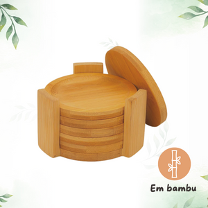 Jogo 6 Porta Copos Redondo Bambu - A Gourmet