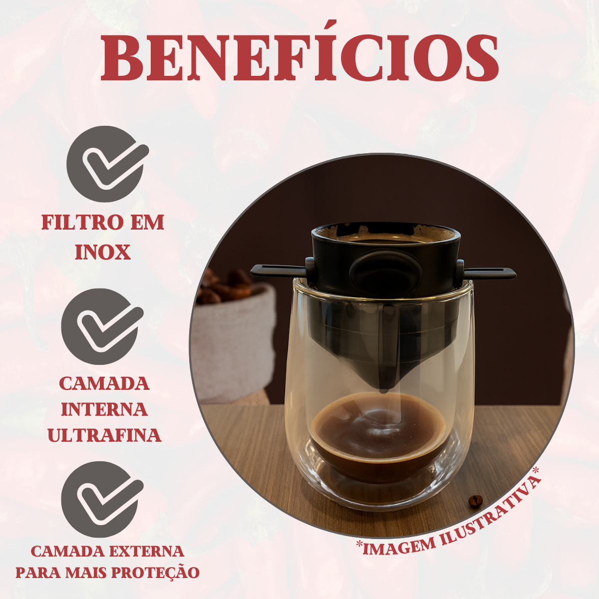 Mini coador café e chá