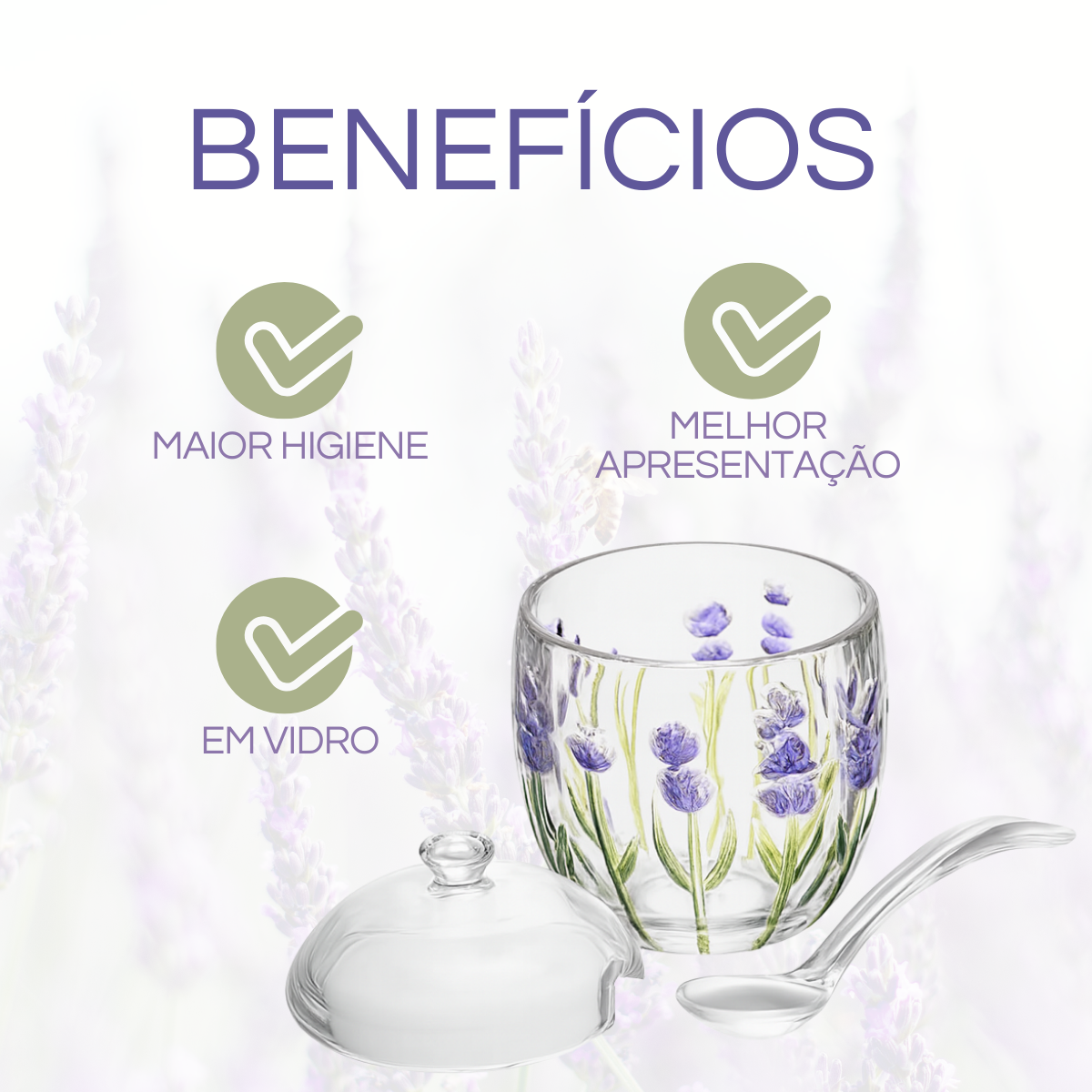 Açucareiro Lavanda vidro