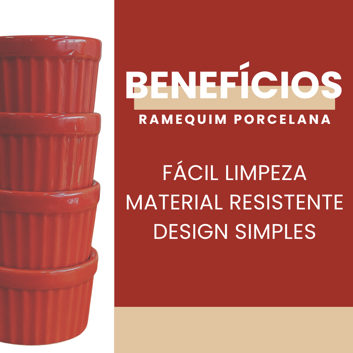 Ramekim canelado 100ml Vermelho