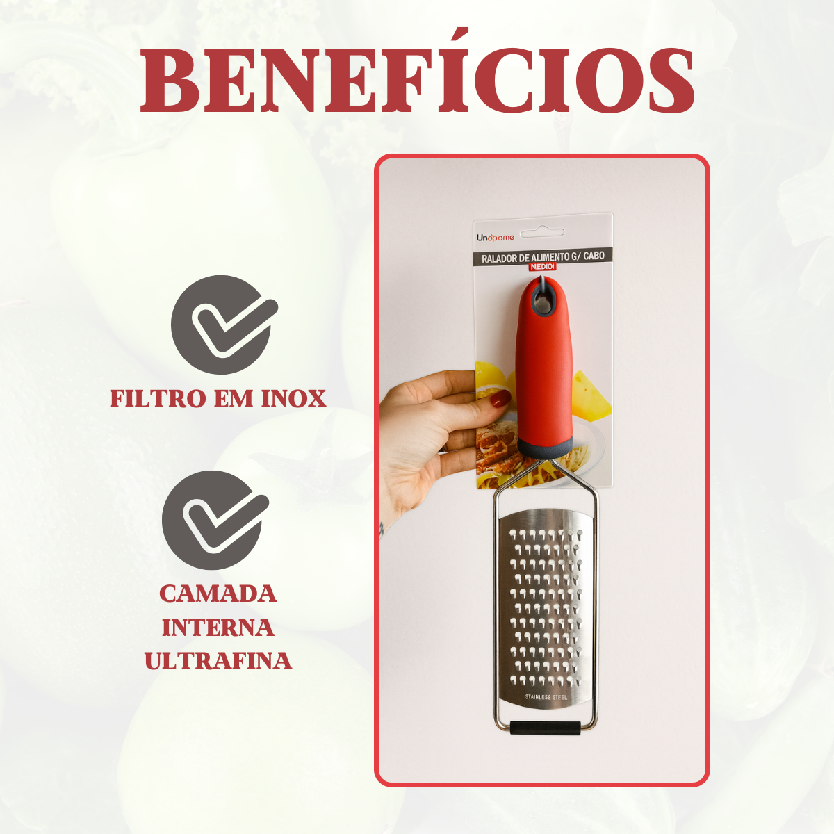 Ralador alimentos 1 face aço inox