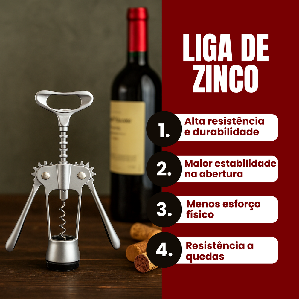 Saca Rolha 18cm Liga de Zinco Rojemac Saca Rolha