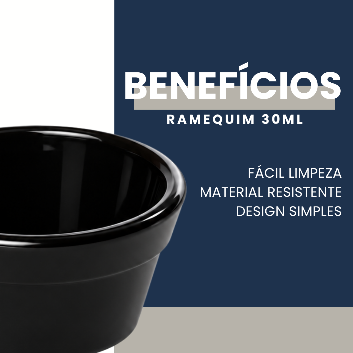 Ramequim Cheff 30ml Preto Polipropileno