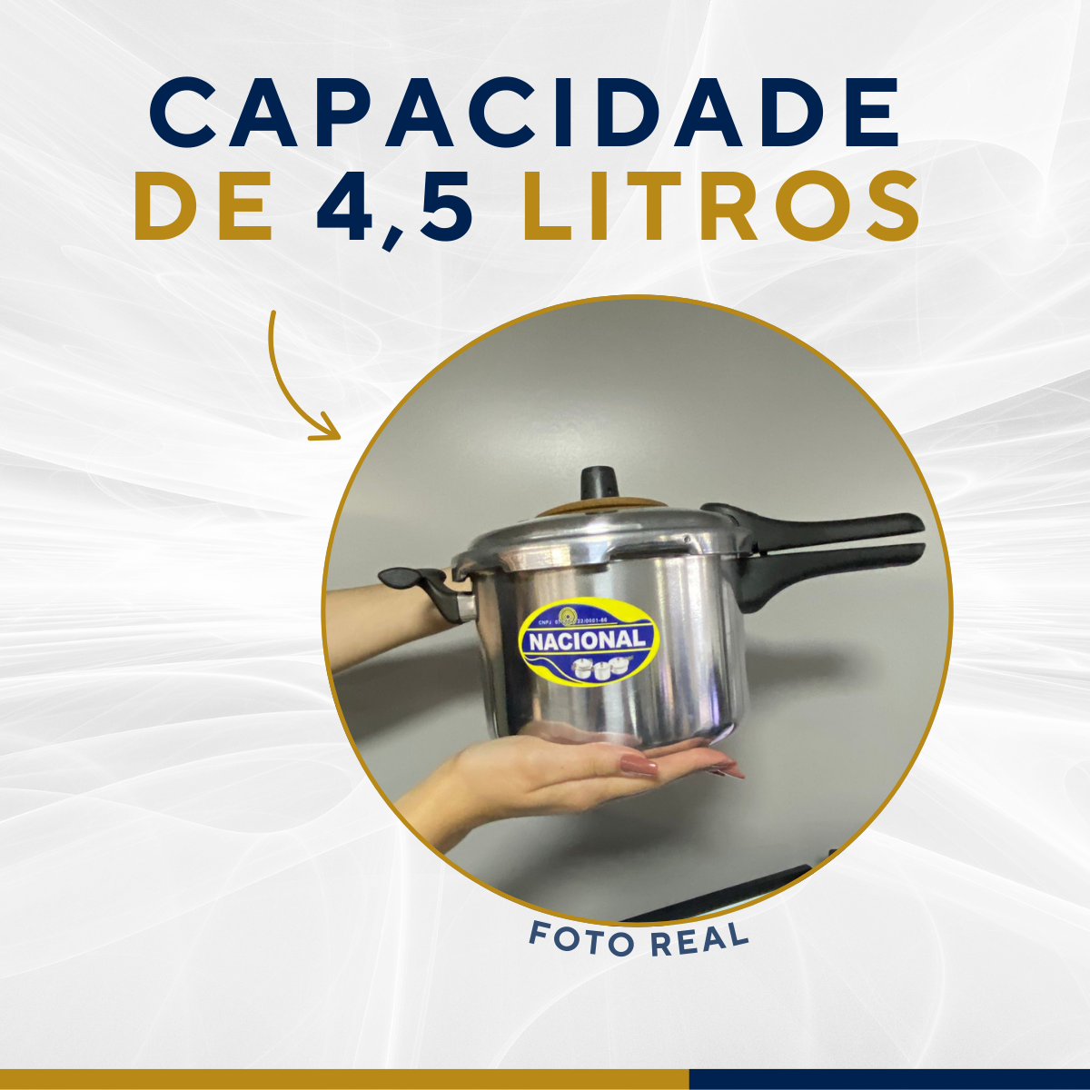 Panela pressão alumínio polido 4,5L