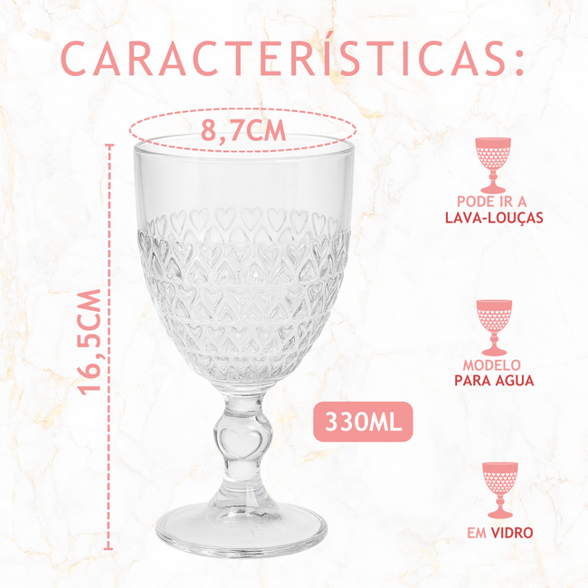 Taça Vidro Água Coração 330ml Main Image