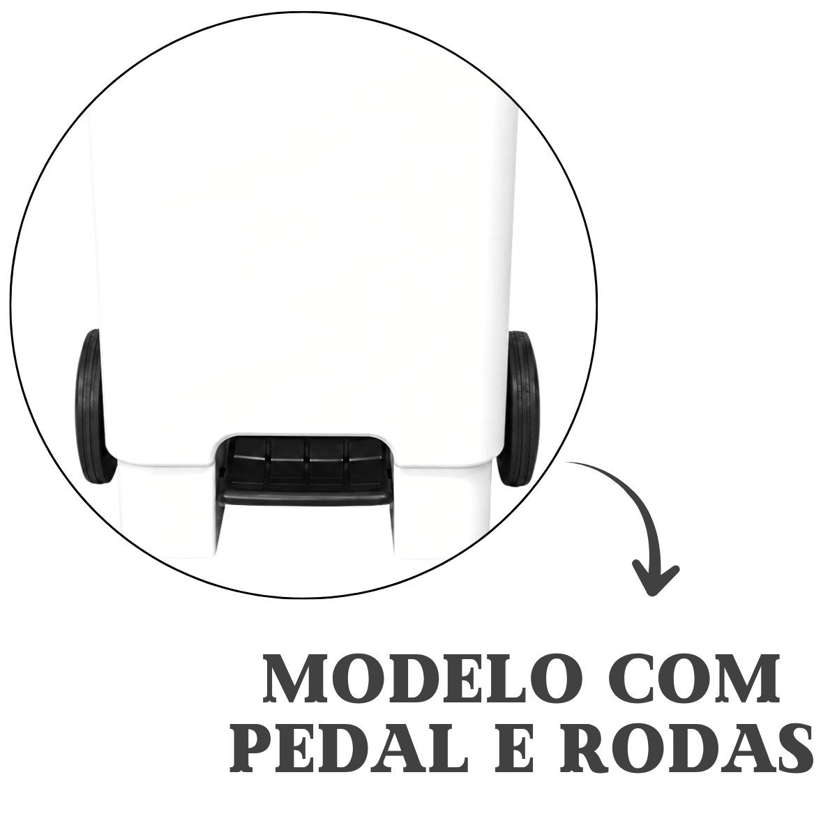 Lixeira C/ Pedal e Rodas 100Litros Branca