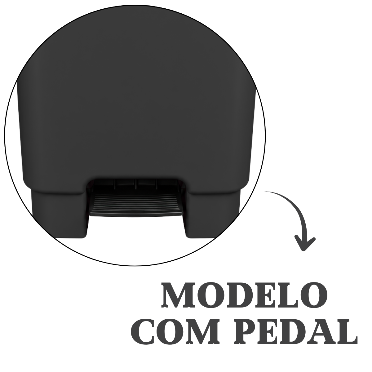 Lixeira Preta Retangular C/Pedal 25L