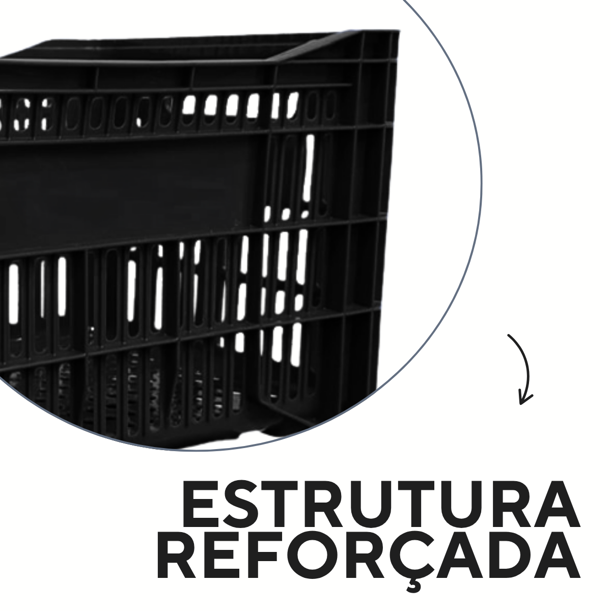 Caixa Hortifruti Vazada 61L em Plástico Resistente Empilhável