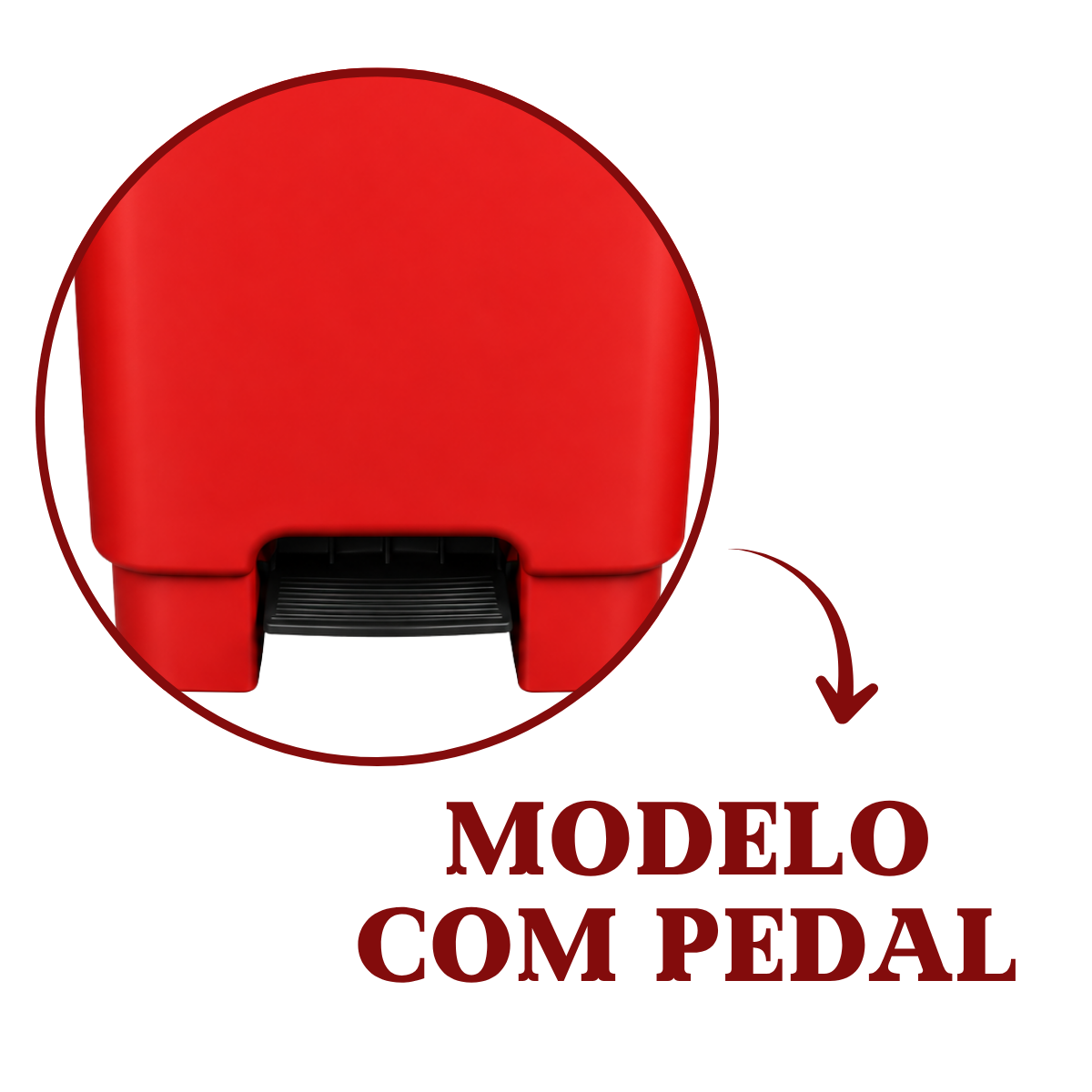 Lixeira com Pedal 100L Vermelha em Plástico Profissional