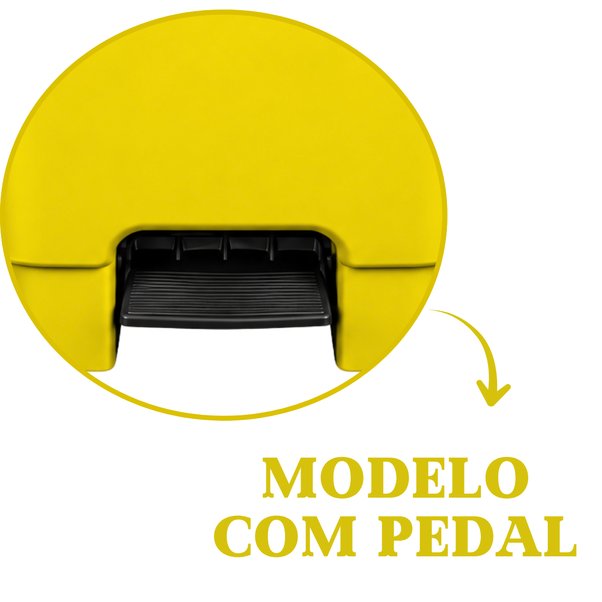 Lixeira com Pedal 100L Amarela em Plástico Profissional