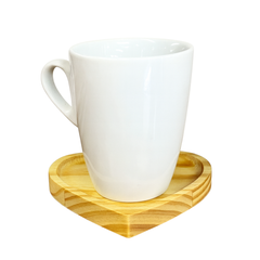 Xicara Porcelana 150ml Pires Coração Madeira