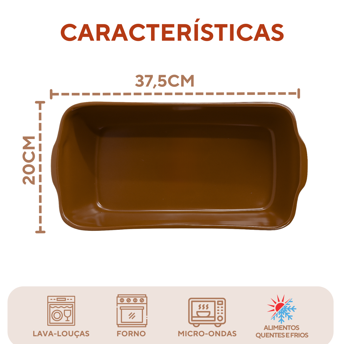 Travessa Retangular Ceramica Refratária