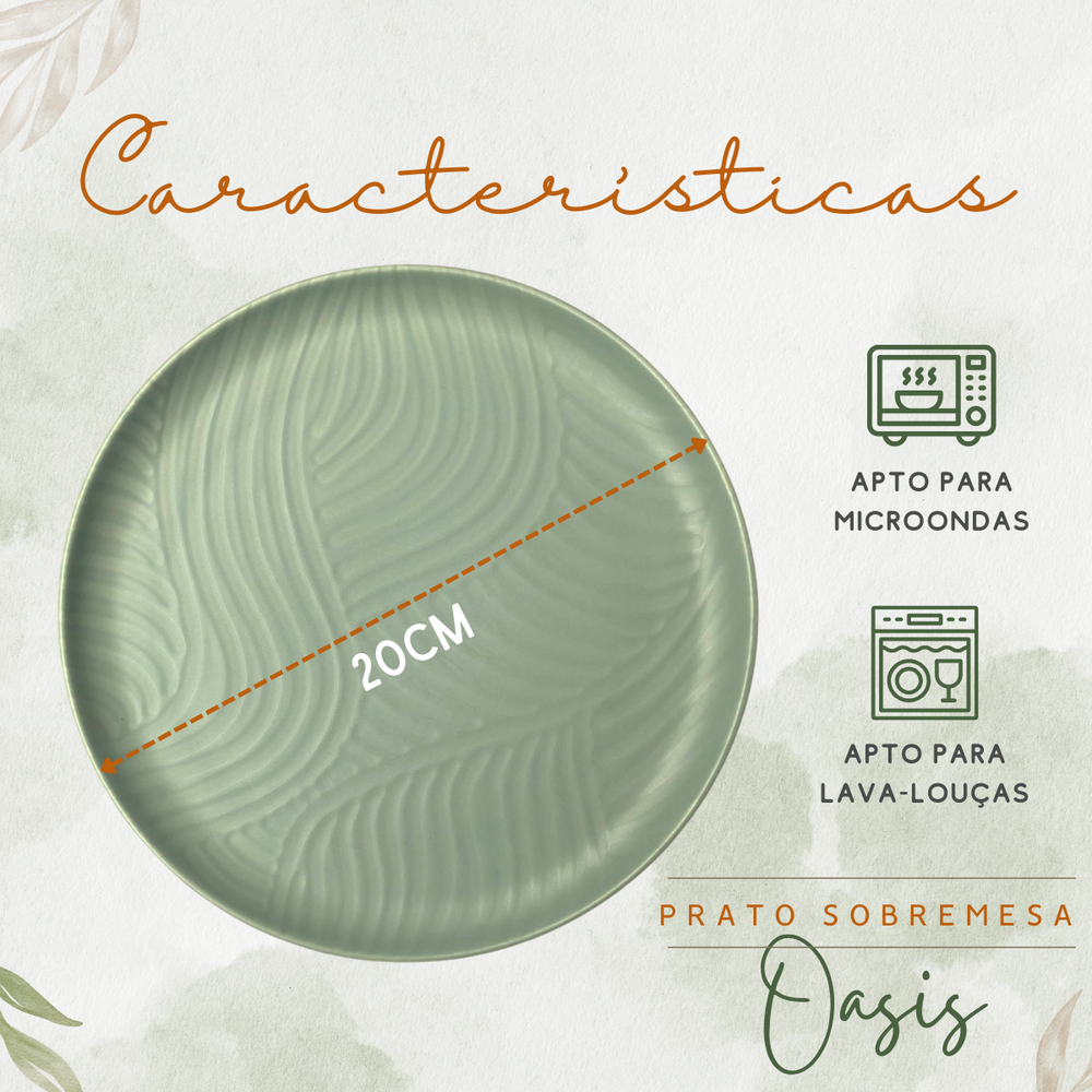 Prato Sobremesa Oasis 20cm Cerâmica - A Gourmet