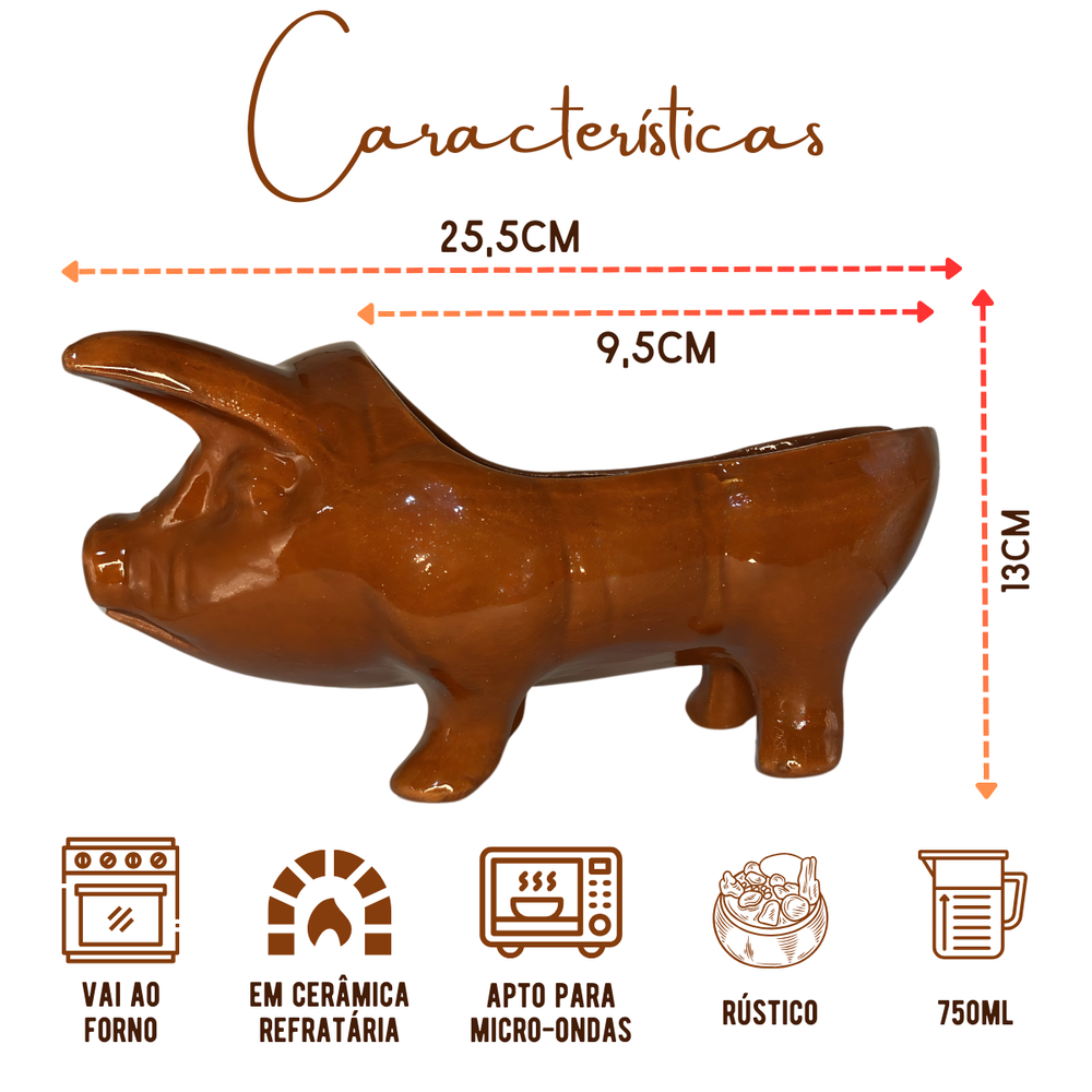 Tigela Porco Barro Pequeno 750ml - A Gourmet