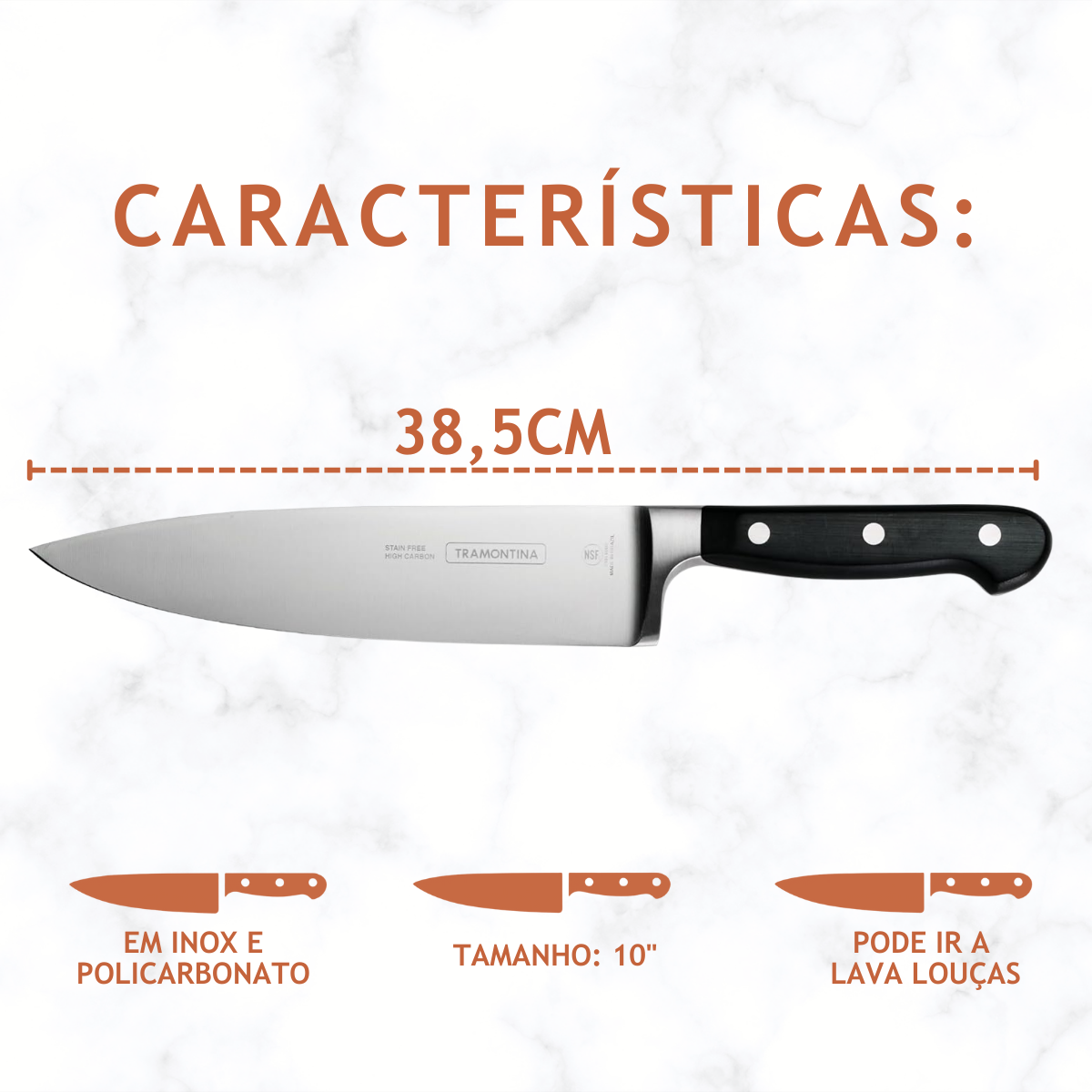 Faca Cheff Tramontina Century 10°
