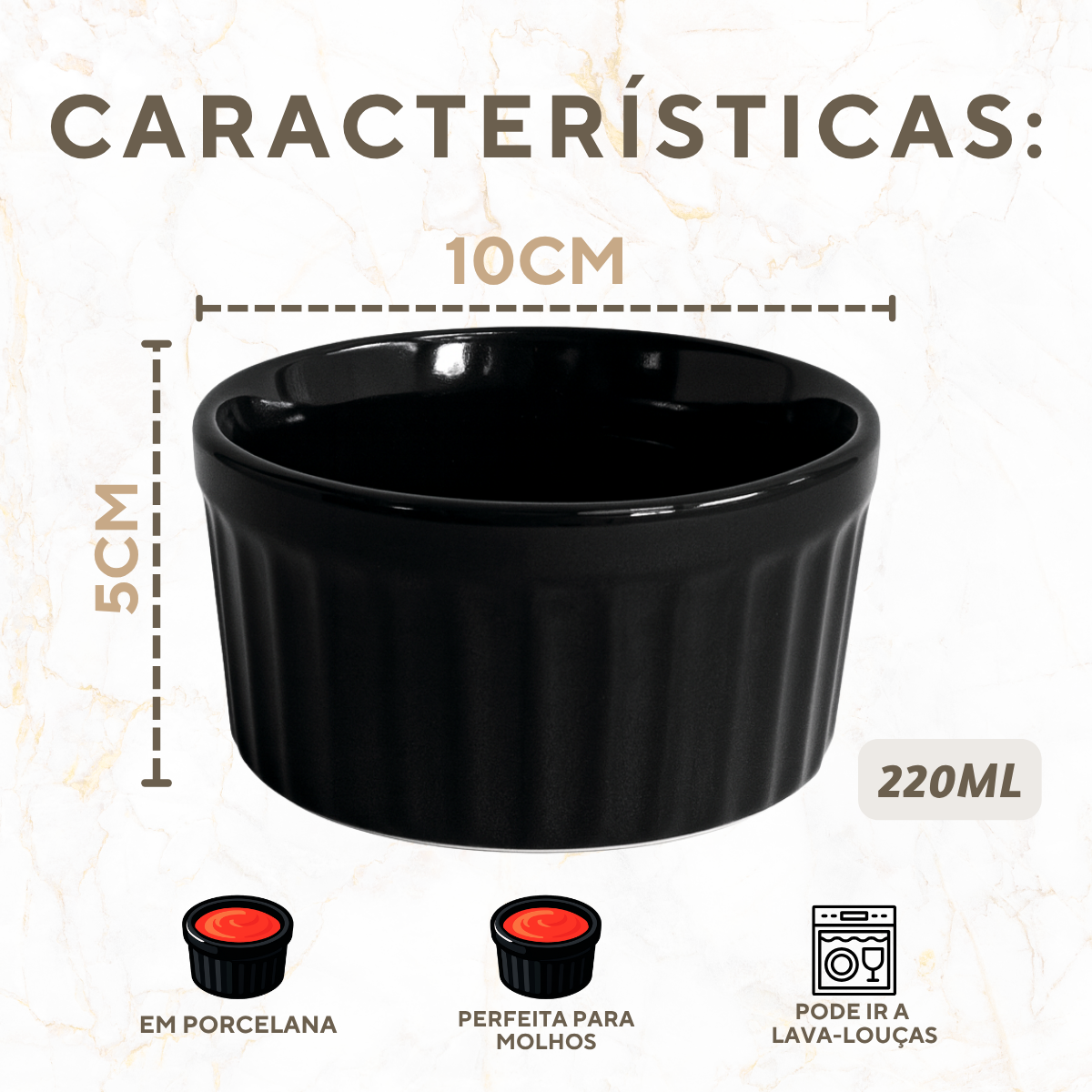 Ramekim Grande Porcelana Preto