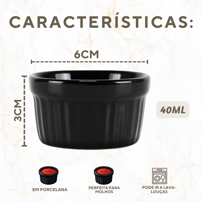 Ramequim Porcelana Preto 40ml Main Image
