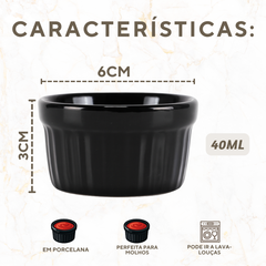 Ramequim Porcelana Preto 40ml