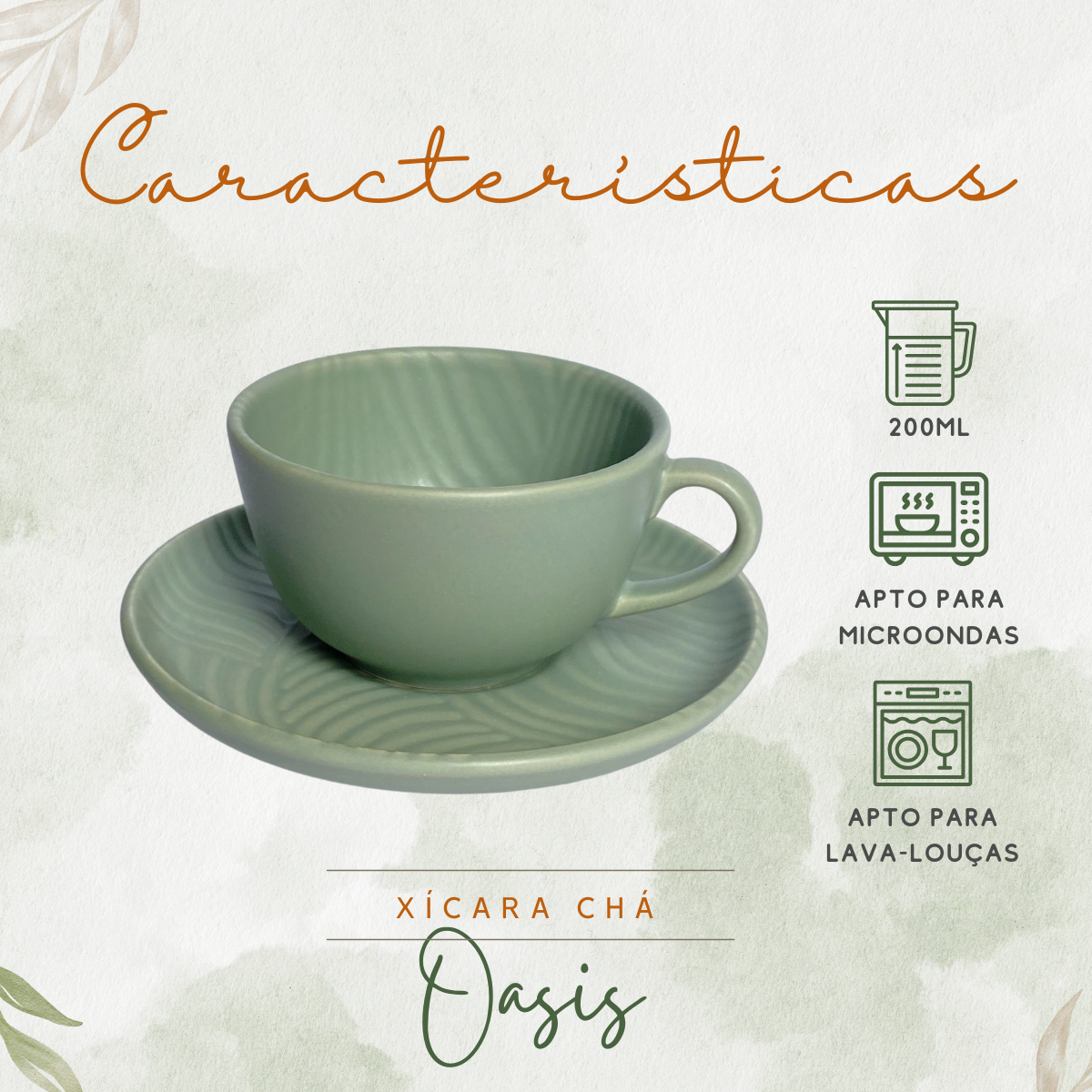 Xicara de Chá Com Pires Oasis 200ml