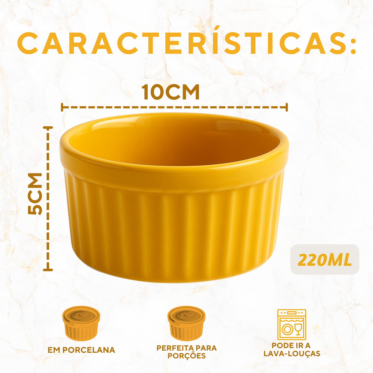 Ramekim Grande Porcelana Laranja