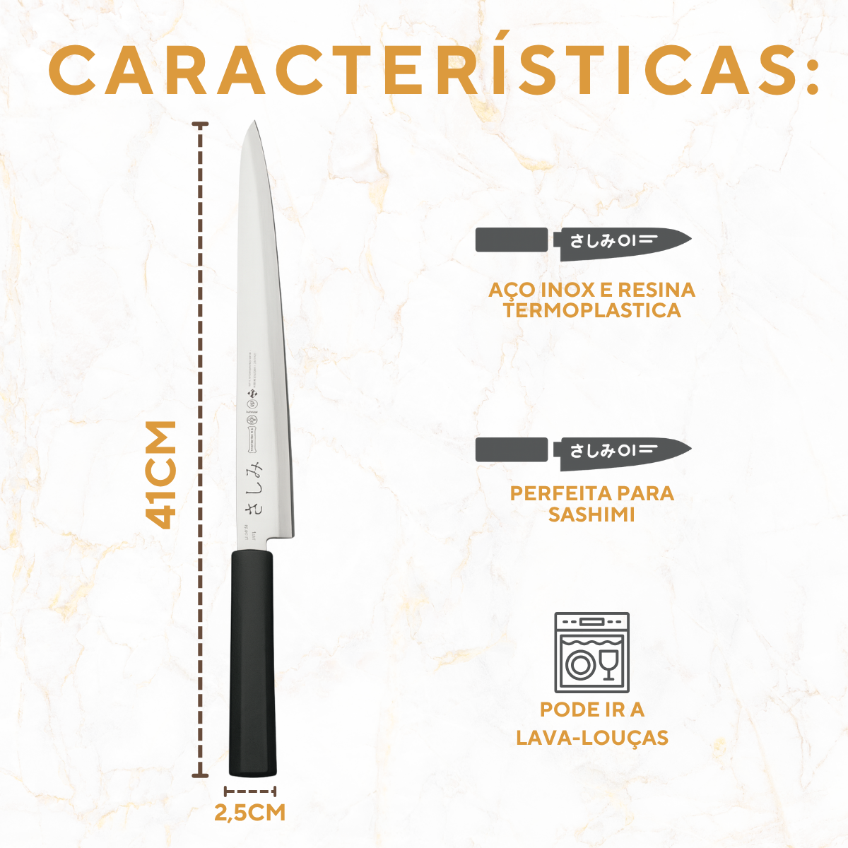 Faca Sashimi Profissional 10° Mundial