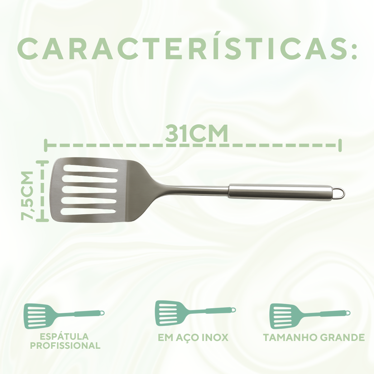 Espatula Vazada 31cm Inox