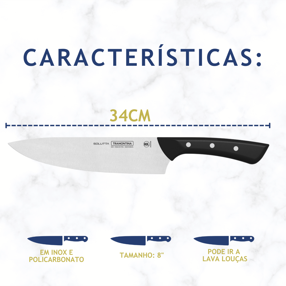 Faca Cheff Tramontina Solutta