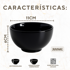Tigela Japonesa 300ml Porcelana Preto
