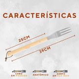 Garfo Churrasco Aço Inox Cabo Madeira