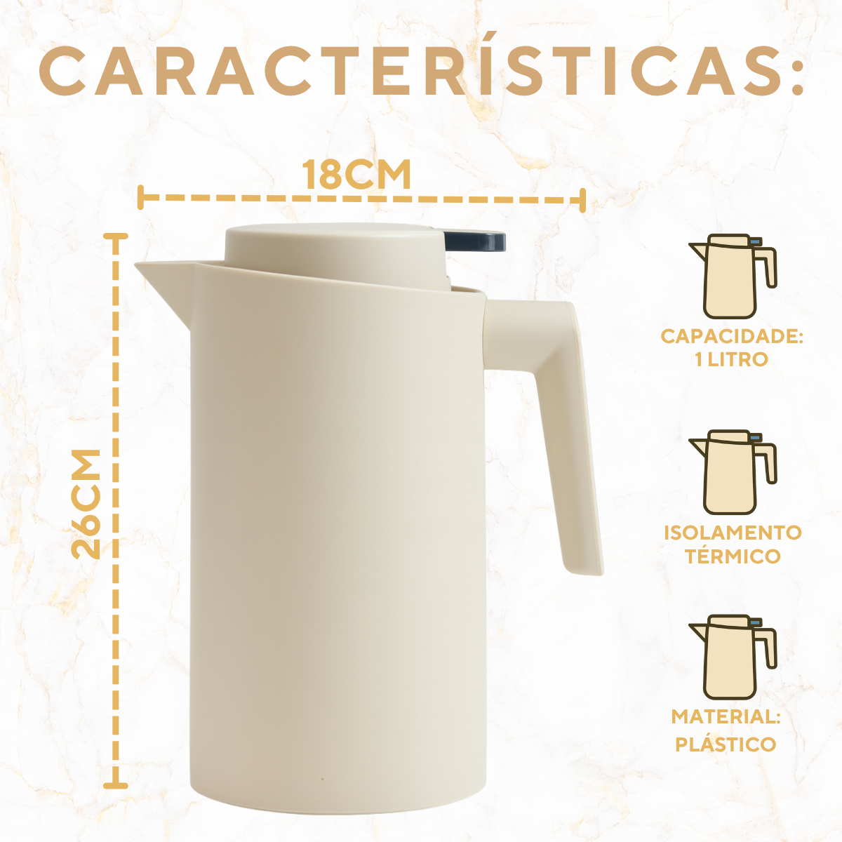 Garrafa Térmica Vercelli Bege 1 Litro