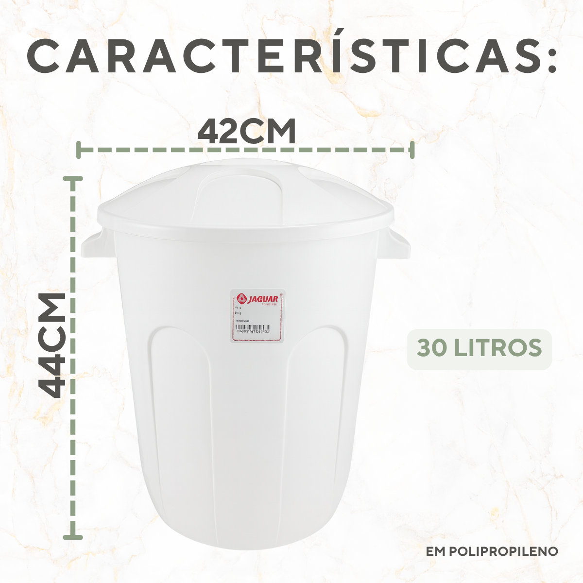 Lixeira Banheiro 30Litros Branco