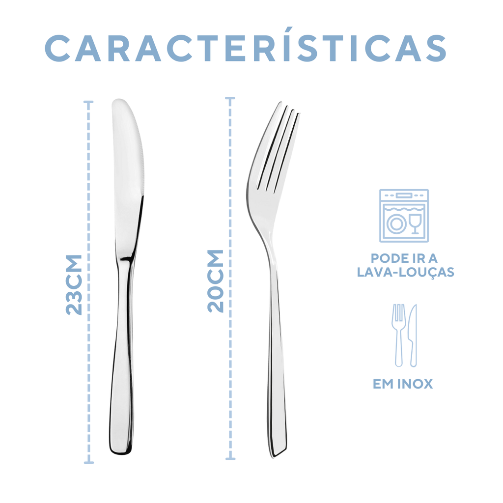 Kit 12 Garfo e 12 Faca Paulista Aço Inox