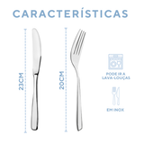 Kit 12 Garfo e 12 Faca Paulista Aço Inox