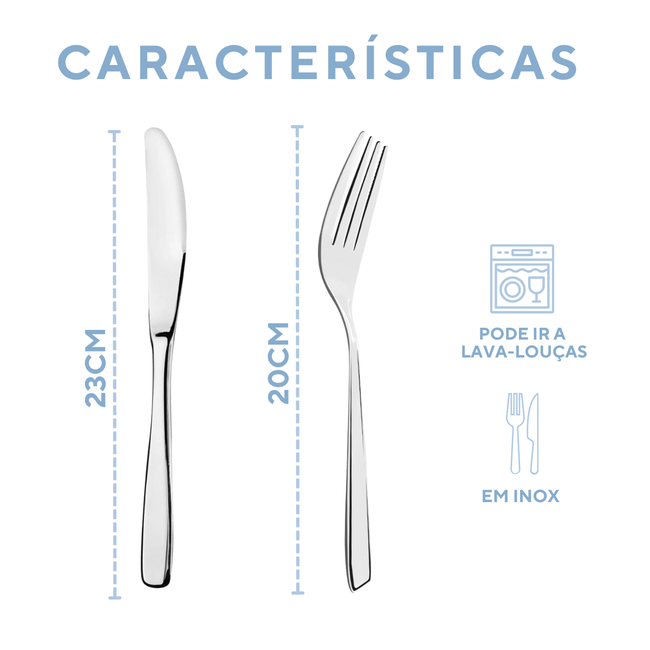 Kit 12 Garfo e 12 Faca Paulista Aço Inox Main Image