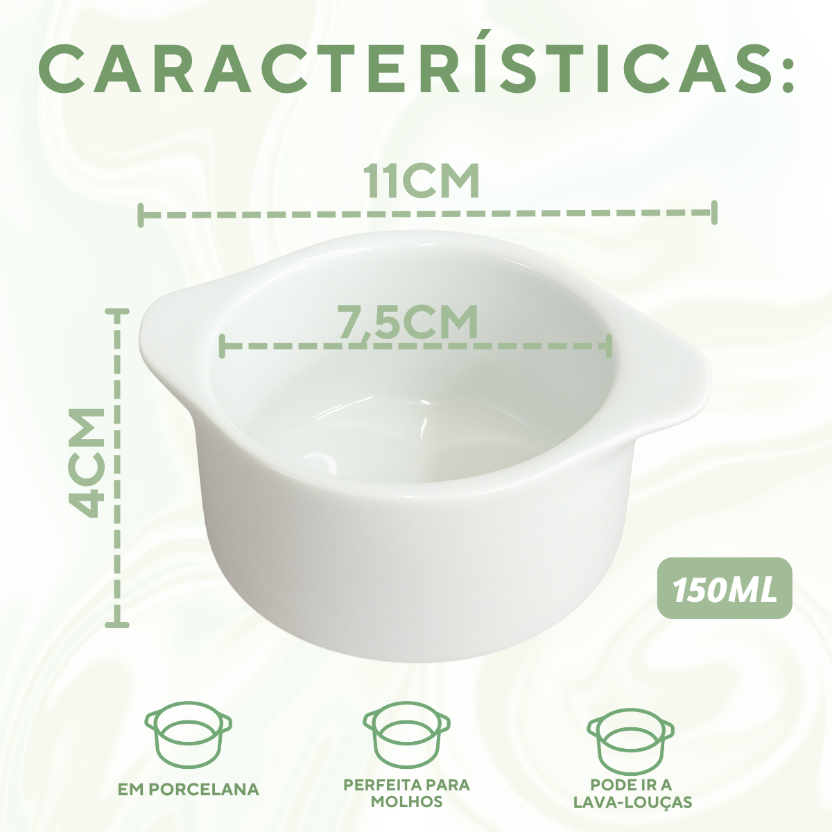 Ramekim Liso Porcelana 150ml