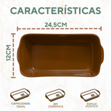 Travessa Retangular Ceramica Refrataria 750ml